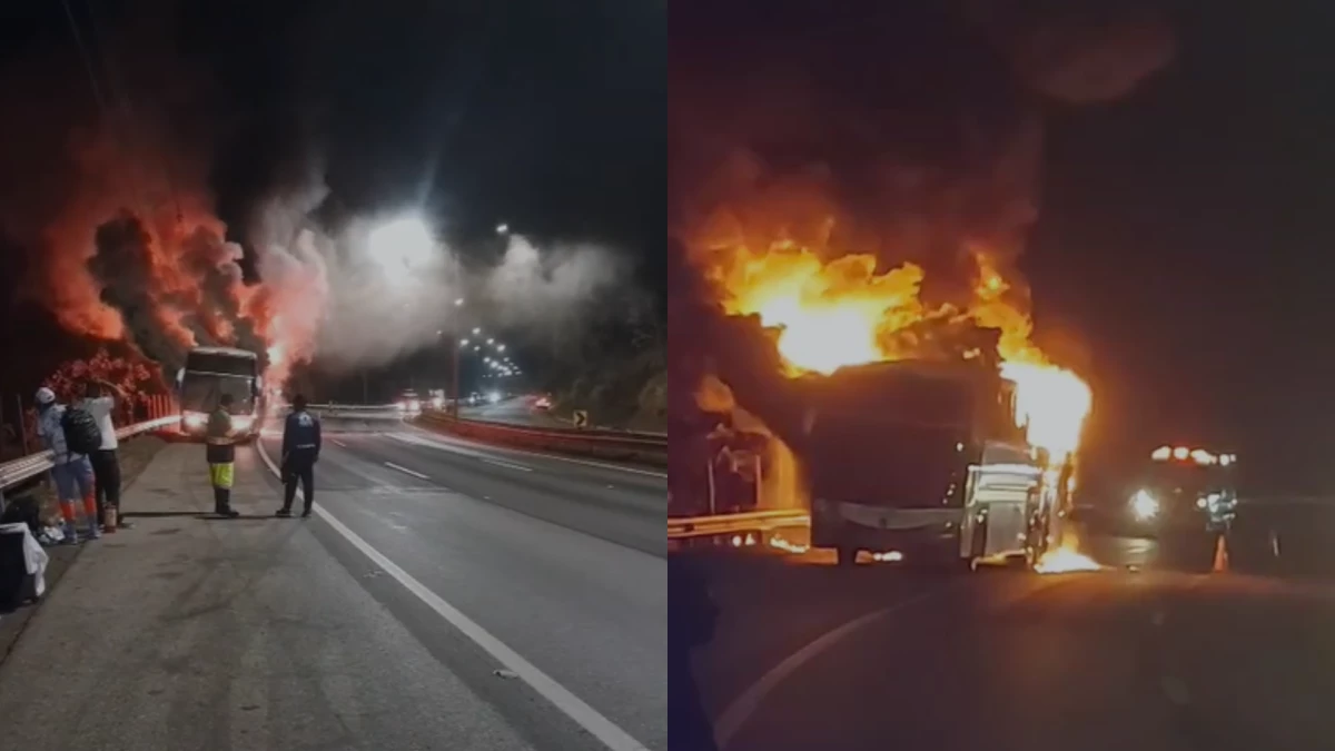 Ônibus com torcedores do Cruzeiro pega fogo após jogo em MG