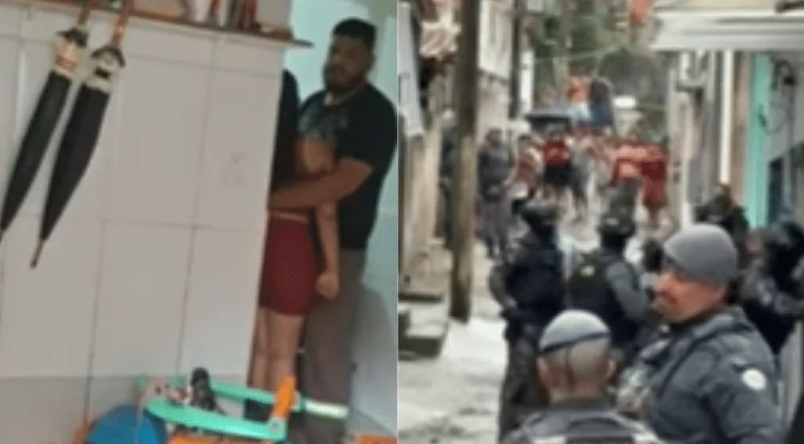 Veja momento em que Gate invade casa e resgata mulher e criança em SP