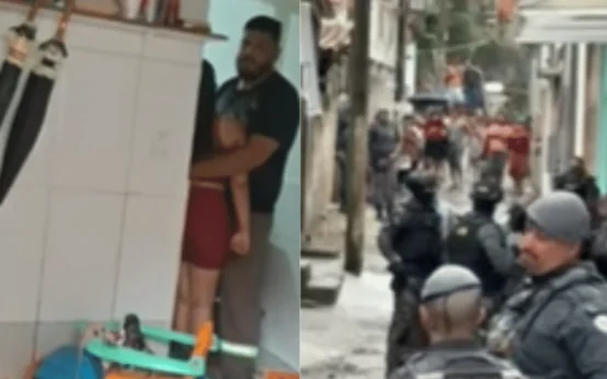 Veja momento em que Gate invade casa e resgata mulher e criança em SP
