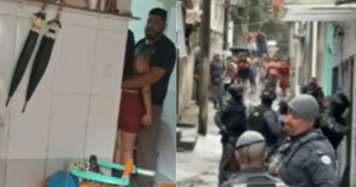 Veja momento em que Gate invade casa e resgata mulher e criança em SP